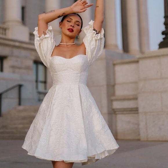 Elegant Off-Shoulder White Dress - Picture 2 of 15